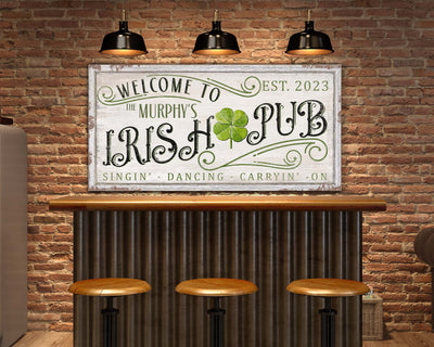 Personalized Irish Pub Sign, Custom St. Patrick's Day Decor, Home Pub Sign, Basement Bar Decor, Outdoor Wall Hanging, Rustic Welcome Sign