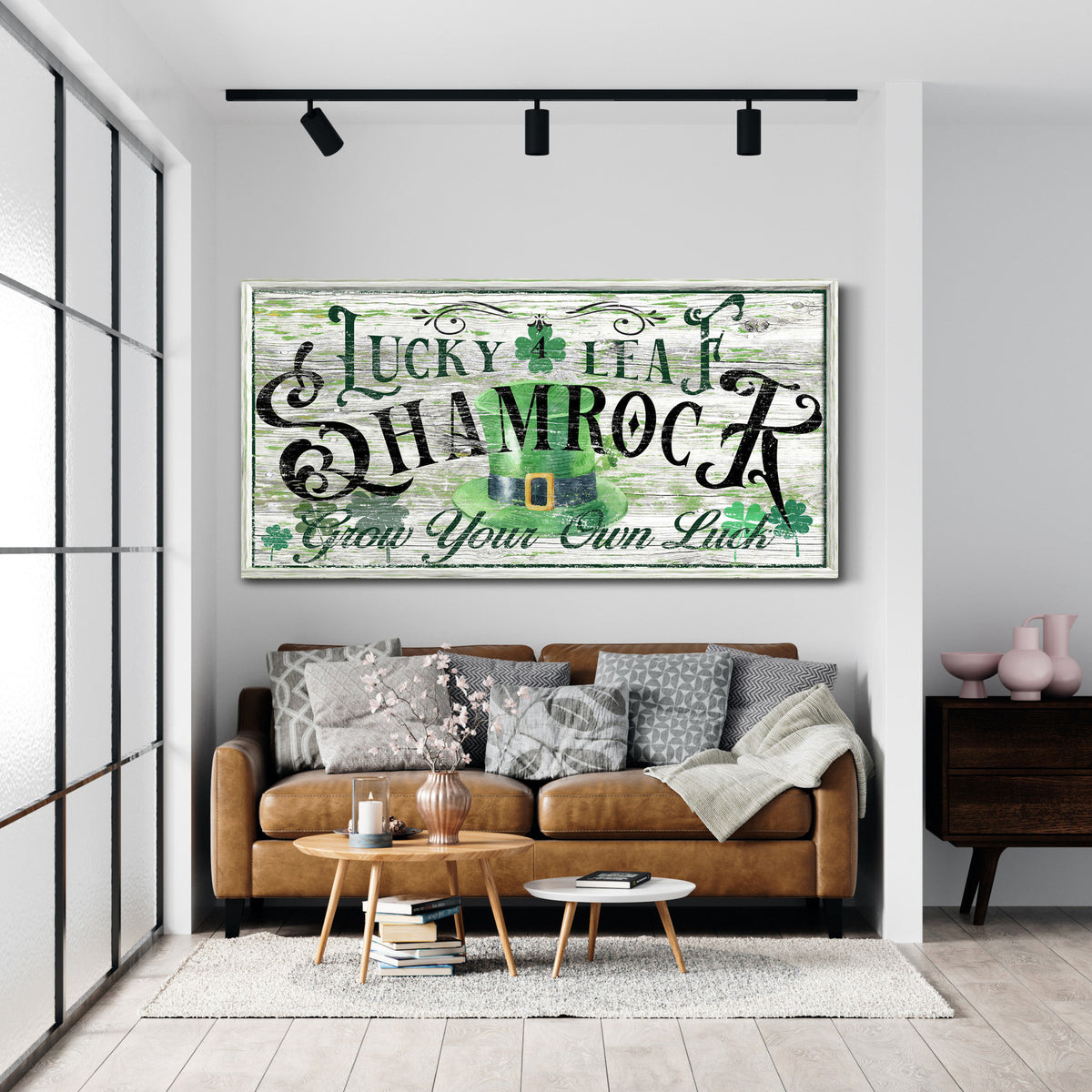 Lucky Leaf St. Patrick's Day Sign, Vintage Shamrock Sign, St. Patrick's Day Decor, Irish Blessing, Farmhouse Wall Art, Rustic Canvas Print