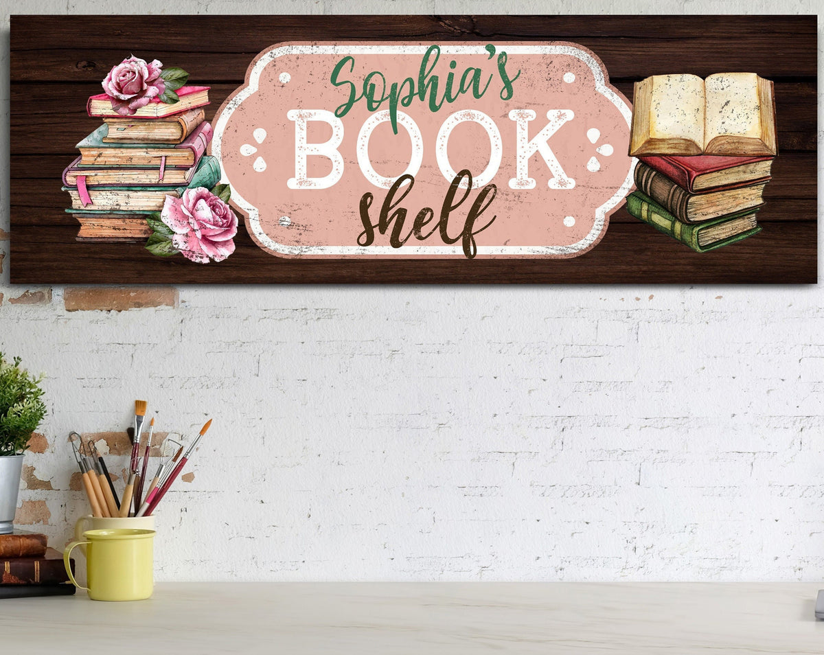 Custom Bookshelf Decor Gift For Reader Best Bookworm Gift Book Lover Gift Canvas Print Reading Corner Decor Library Decoration Reader Sign