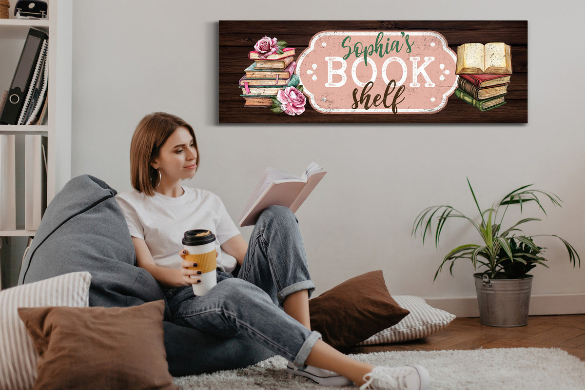 Custom Bookshelf Decor Gift For Reader Best Bookworm Gift Book Lover Gift Canvas Print Reading Corner Decor Library Decoration Reader Sign