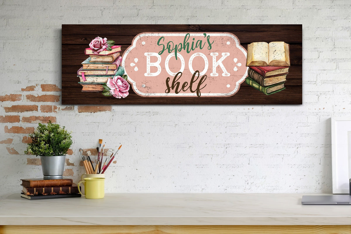 Custom Bookshelf Decor Gift For Reader Best Bookworm Gift Book Lover Gift Canvas Print Reading Corner Decor Library Decoration Reader Sign