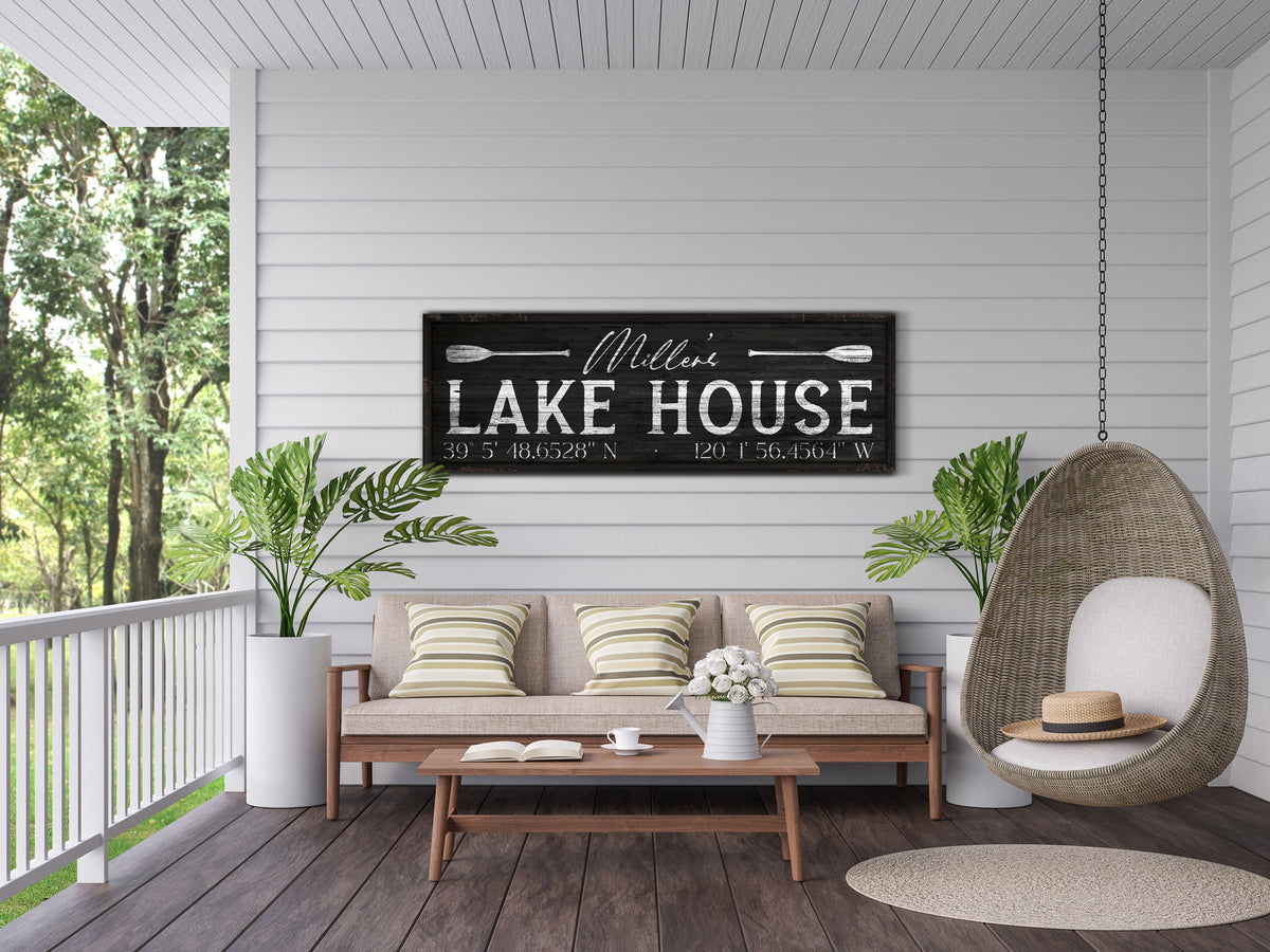 Custom Lake House Sign, Personalized Cabin & Cottage Wall Decor, Outdoor Wall Hanging, Lake Life Sign, Living Room Wall Art, Canvas Print