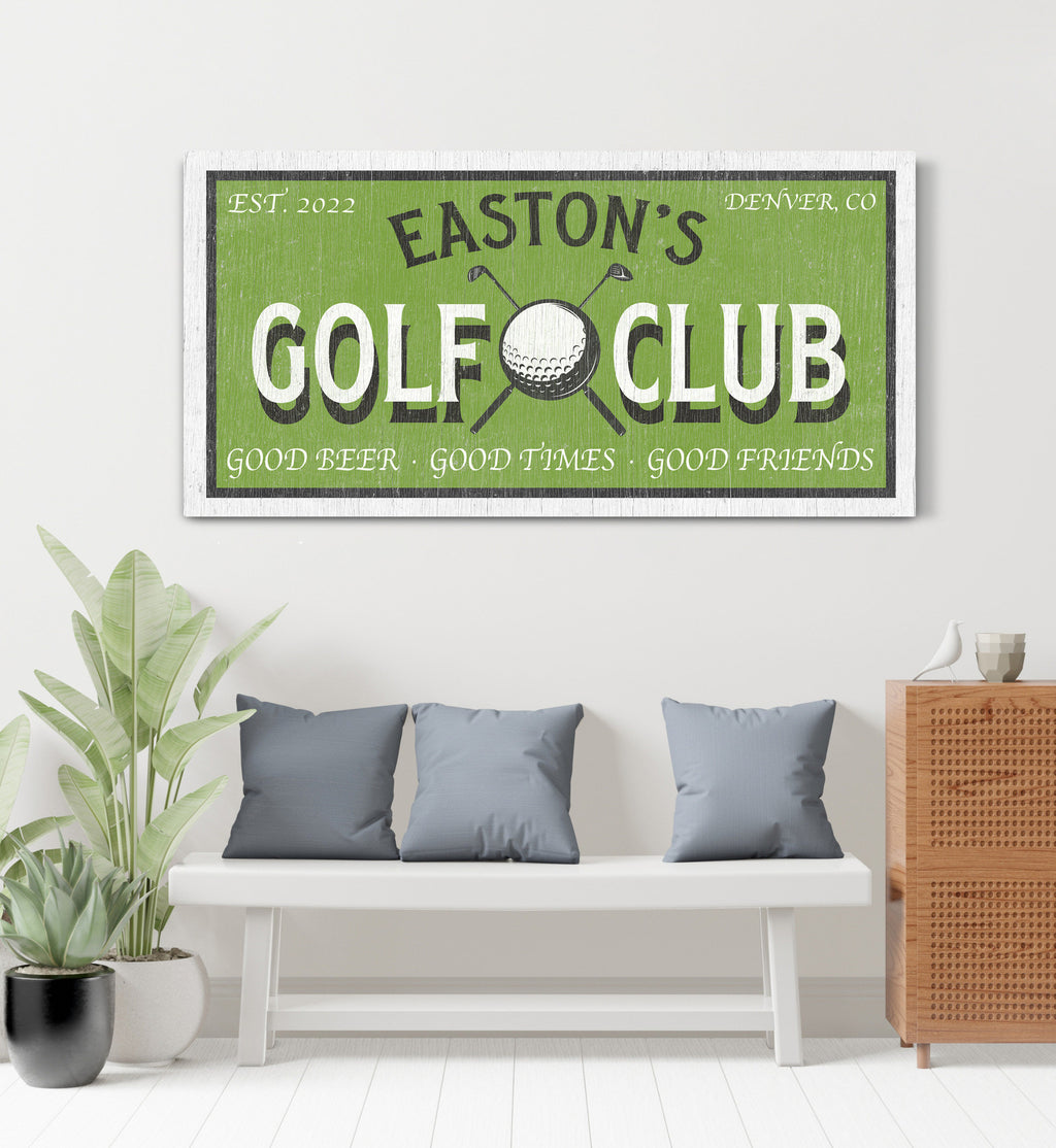 Customized Golf Club Sign, Golf Room Decor, Welcome Sign, Gift For Golfers, Backyard Sign, Golf Wall Decor, Farmhouse Wall Art, Canvas Art