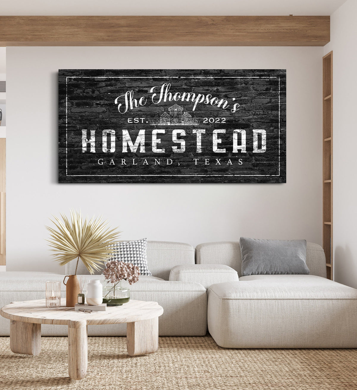 Custom Homestead Sign Family Name Wall Decor Rustic Modern Farmhouse Wall Art Stone Background City State Canvas Wall Art Home Decor