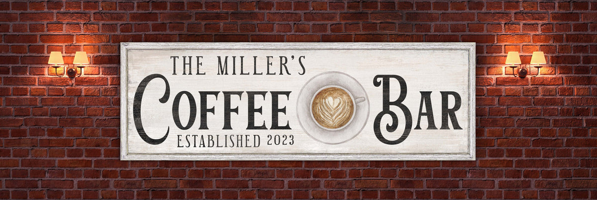 Personalized Coffee Bar Sign, Custom Coffee Station Wall Art, Housewarming Gift For Coffee Lovers, Kitchen Wall Hanging, Rustic Canvas Print