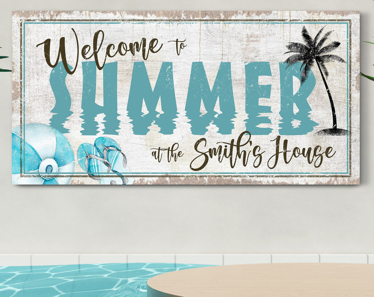 Custom Summer Sign, Backyard Pool Sign, Poolside Decor, Summer Themed Wall Decor, Outdoor Wall Decor, Farmhouse Wall Art, Large Canvas Print