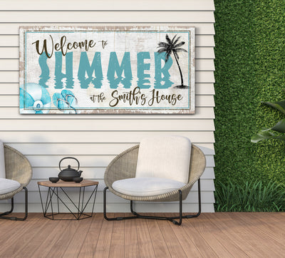 Custom Summer Sign, Backyard Pool Sign, Poolside Decor, Summer Themed Wall Decor, Outdoor Wall Decor, Farmhouse Wall Art, Large Canvas Print
