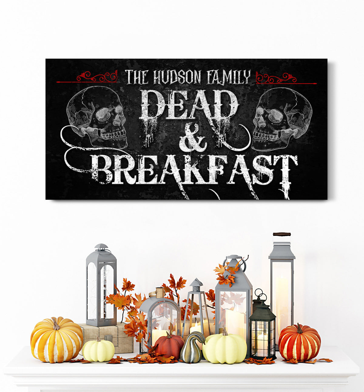 Personalized Dead & Breakfast Canvas Sign, Spooky Above Bed Halloween Decor, Sleepy Hollow Medieval Wall Art For A Gothic Halloween Vibe