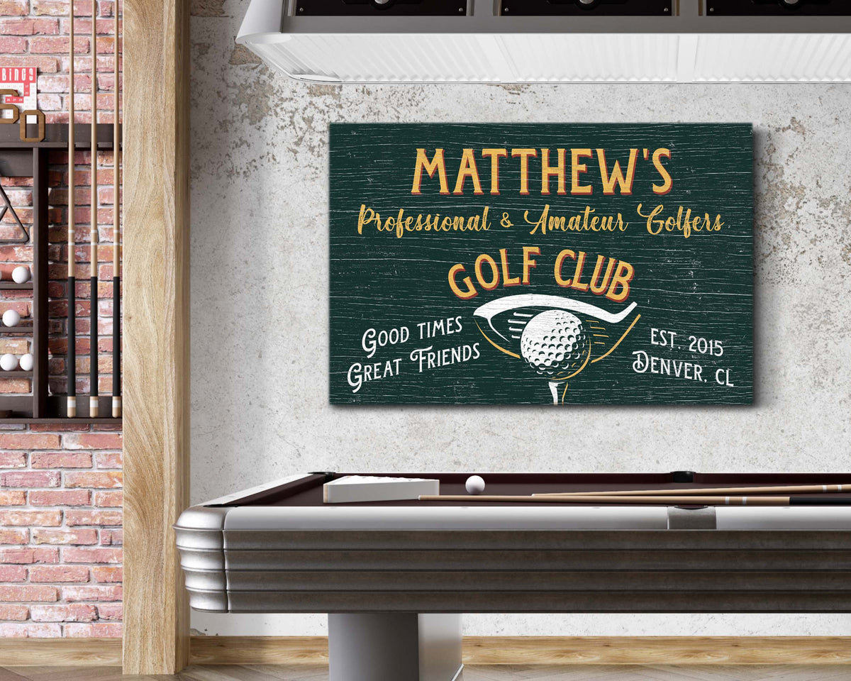 Custom Golf Club Sign, 19th Hole, Rustic Vintage, Golf Wall Decor, Modern Farmhouse Wall Art, Golf Gifts, Personalized Country Club Sign