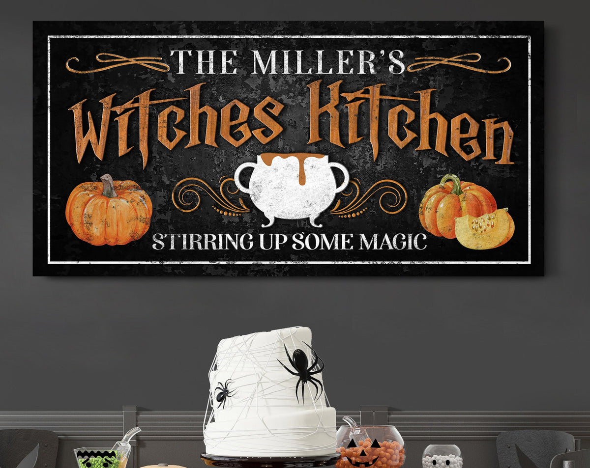 Personalized Witches Kitchen Sign, Stirring Up Magic Decor, Halloween Kitchen Wall Décor, Spooky Witch Salem Sign, Gothic Witchy Canvas Art