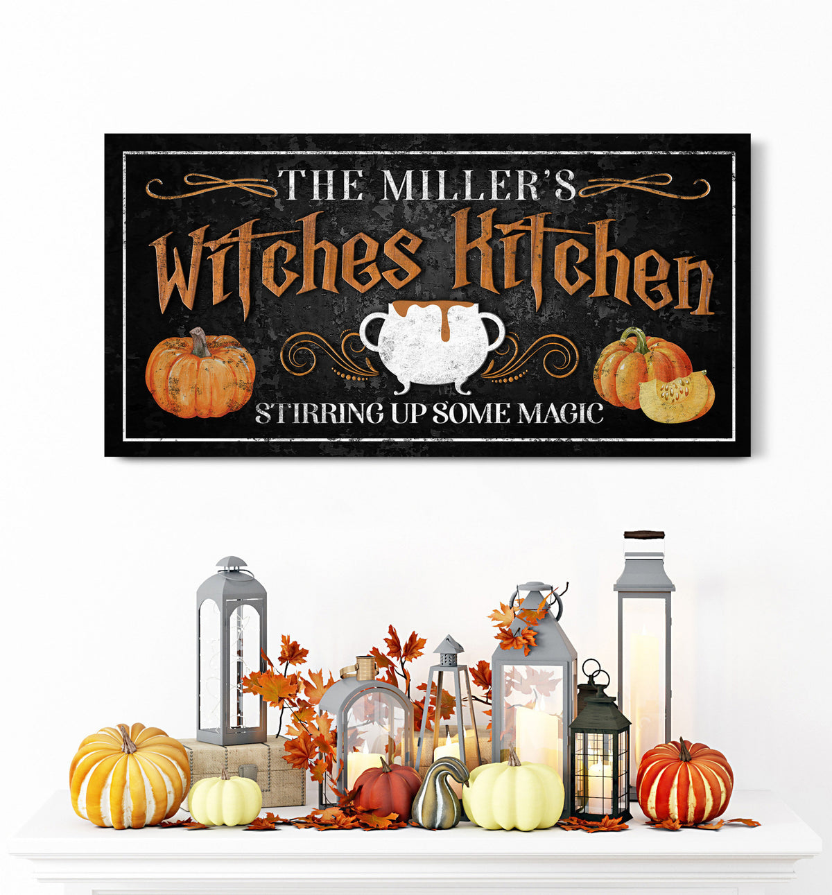Personalized Witches Kitchen Sign, Stirring Up Magic Decor, Halloween Kitchen Wall Décor, Spooky Witch Salem Sign, Gothic Witchy Canvas Art