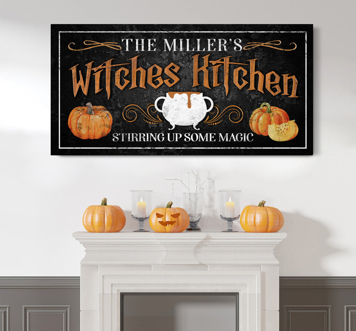 Personalized Witches Kitchen Sign, Stirring Up Magic Decor, Halloween Kitchen Wall Décor, Spooky Witch Salem Sign, Gothic Witchy Canvas Art