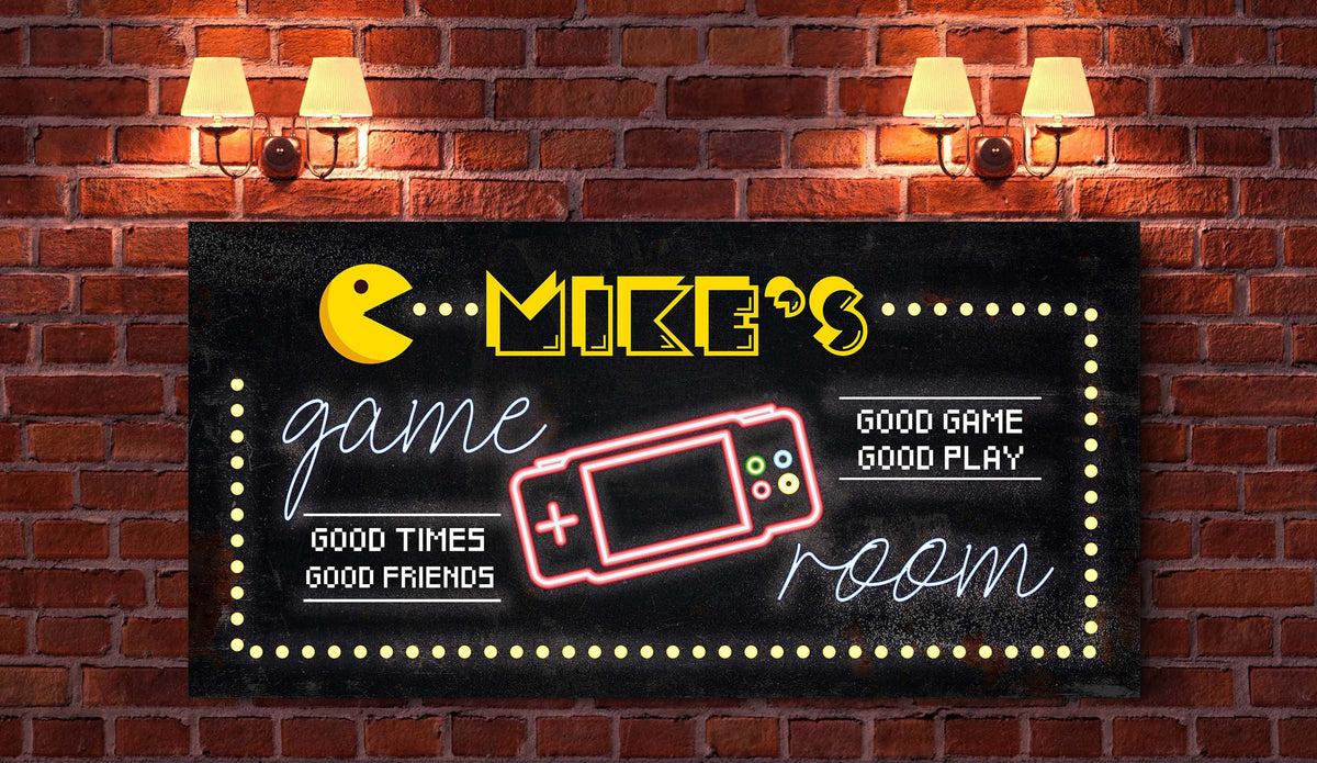 Customized Game Room Sign, Personalized Play Room Sign, Game Room Sign, Basement Wall Art, Man Cave Decor, Gamer Room Decor, Canvas Print