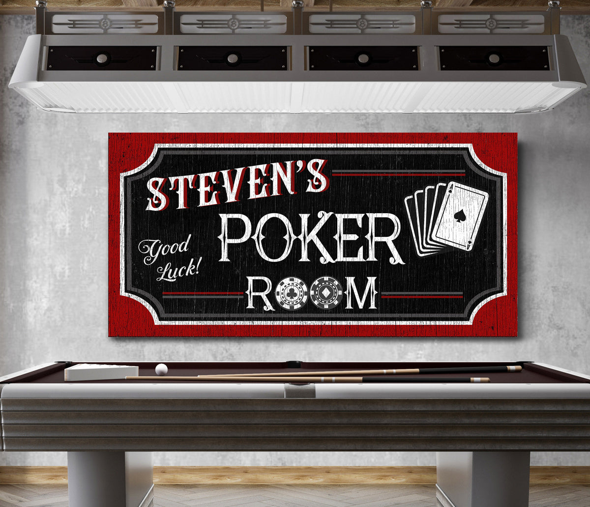 Personalized Poker Room Sign, Vintage Poker Room Wall Art, Rustic Play Room Wall Decor, Customized Man Cave Wall Decor, Large Canvas Print
