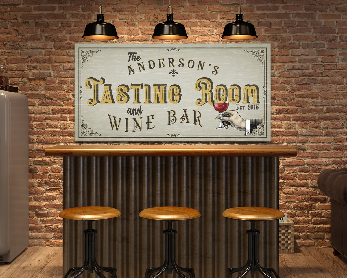 Personalized Wine Bar Sign, Taste Room Sign, Rustic Bar Wall Art, Retro Wine Room Decor For Home, Rustic Bar Sign, Modern Farmhouse Decor