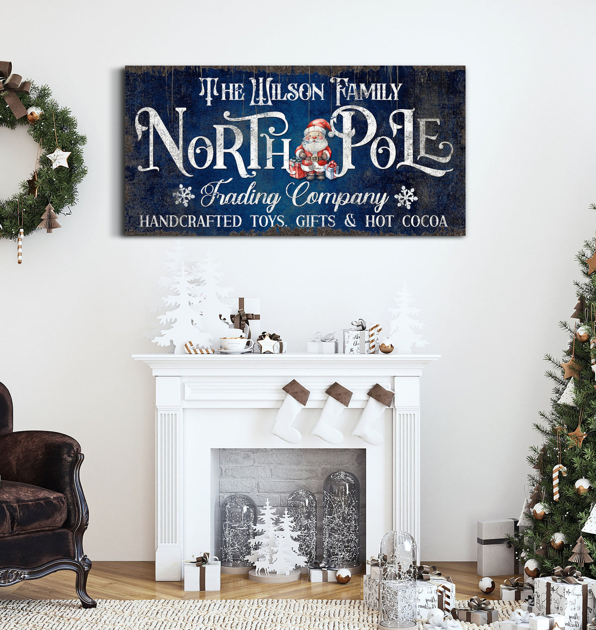 Personalized North Pole Trading Company Sign, Custom Christmas Toy Shop Sign, Santas Workshop, Farmhouse Christmas Décor, Holiday Gift Sign