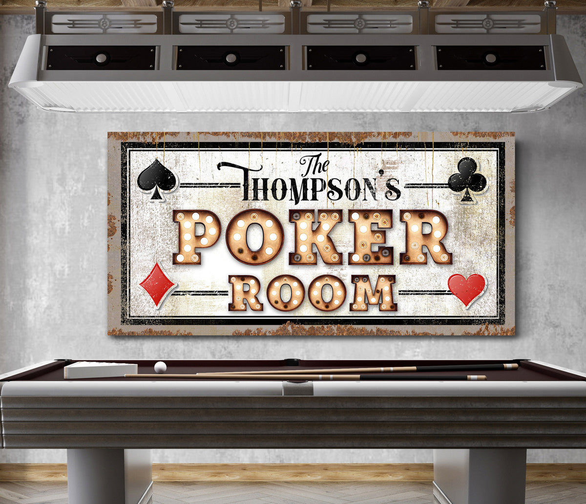 Customized Poker Room Sign, Rustic Game Room Decor, Last Name Sign, Custom Man Cave, Basement Wall Decor, Farmhouse Wall Art, Canvas Print