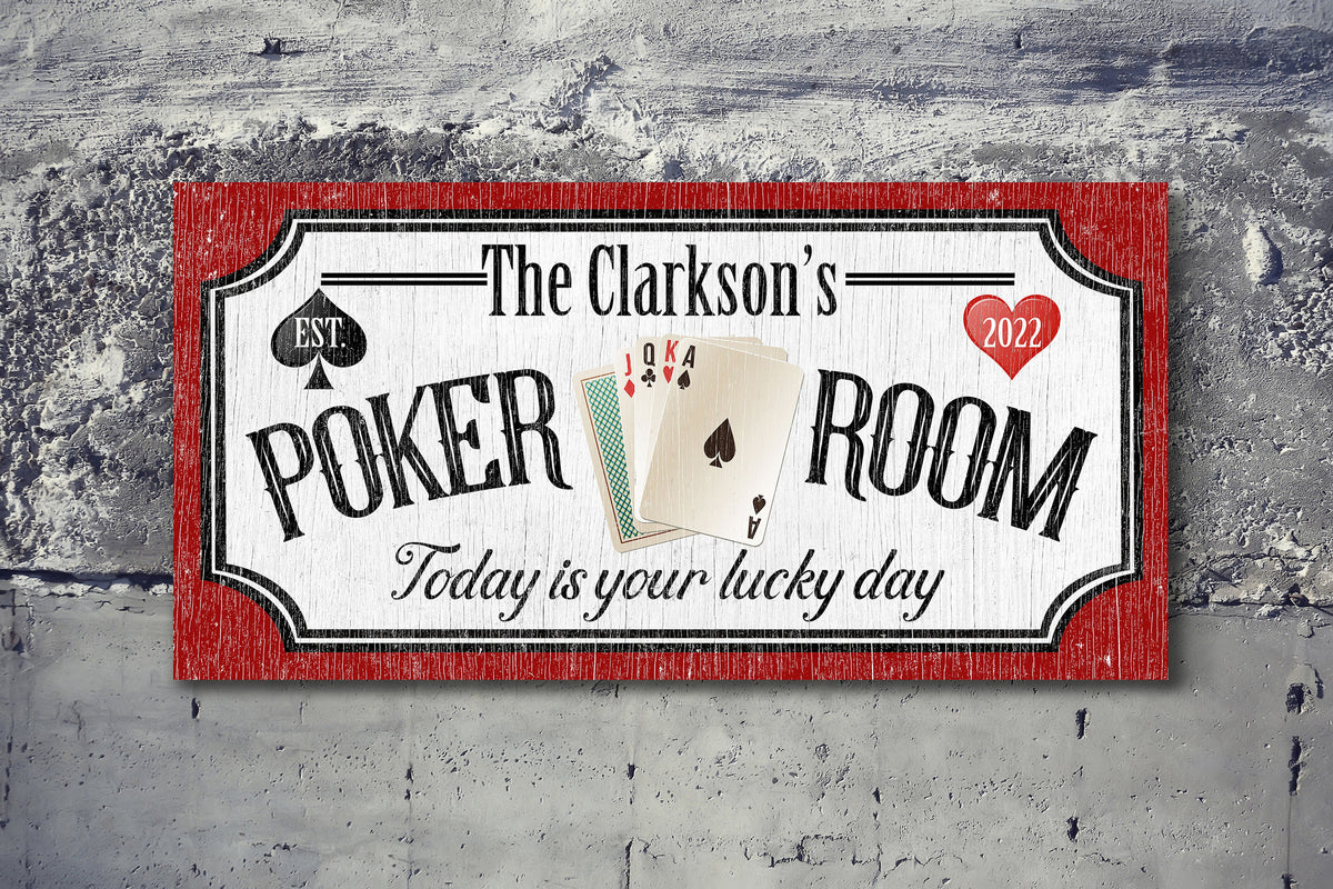 Personalized Poker Room Sign, Today Is Your Lucky Day Sign, Retro Play Room Sign, Vintage Game Room Wall Decor, Basement Decor, Canvas Print