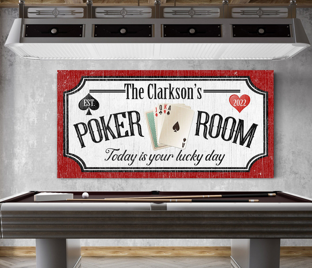Personalized Poker Room Sign, Today Is Your Lucky Day Sign, Retro Play Room Sign, Vintage Game Room Wall Decor, Basement Decor, Canvas Print