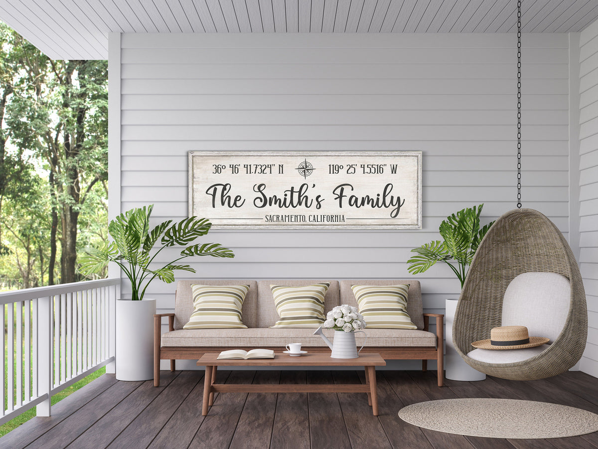 Personalized Family Name Sign, Custom Coordinates Sign, Latitude Longitude Wall Art, Living Room Decor, Housewarming Gift, Canvas Print
