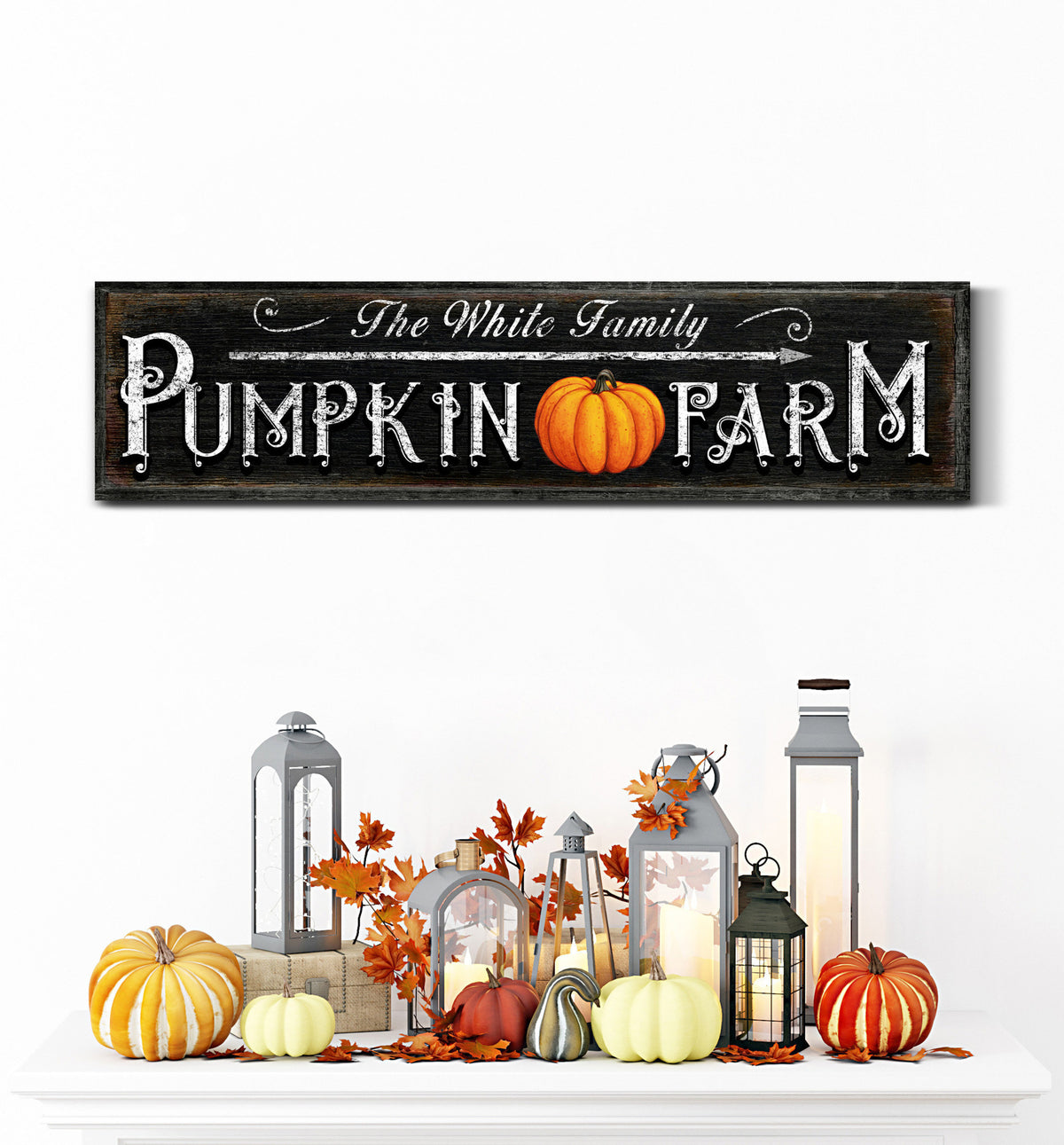 Custom Pumpkin Farm Sign With Family Name Rustic Fall Wall Decor Gift For Garden Owner Modern Farmhouse Thanksgiving Vintage Canvas Wall Art