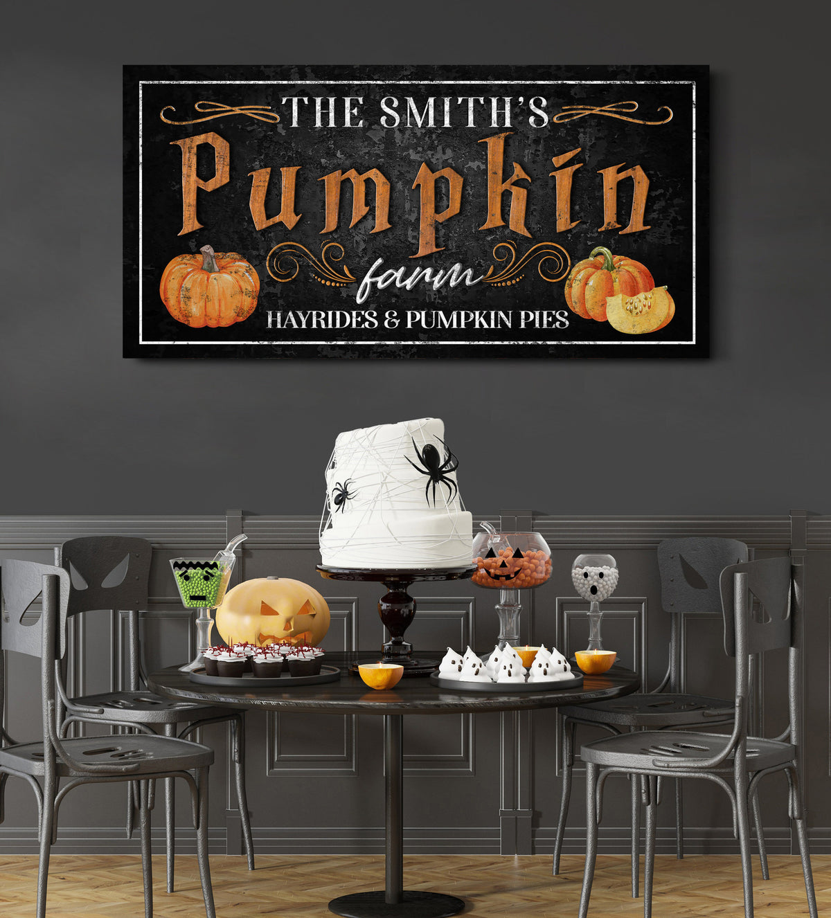 Personalized Pumpkin Farm Sign, Family Name Kitchen Halloween Canvas Art, Custom Pumpkin Farm Autumn & Fall Decor, Harvest Thanksgiving Sign