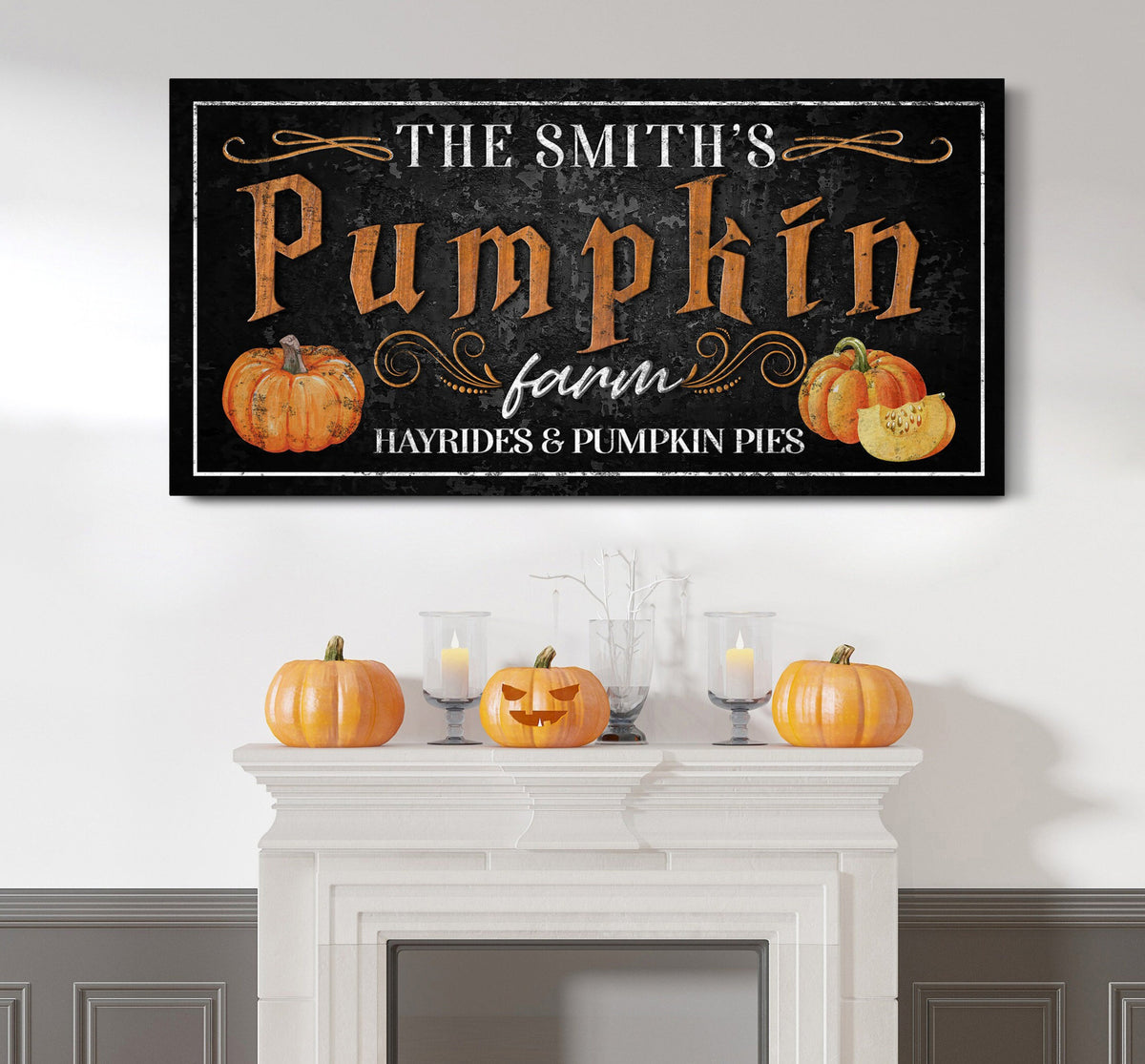 Personalized Pumpkin Farm Sign, Family Name Kitchen Halloween Canvas Art, Custom Pumpkin Farm Autumn & Fall Decor, Harvest Thanksgiving Sign