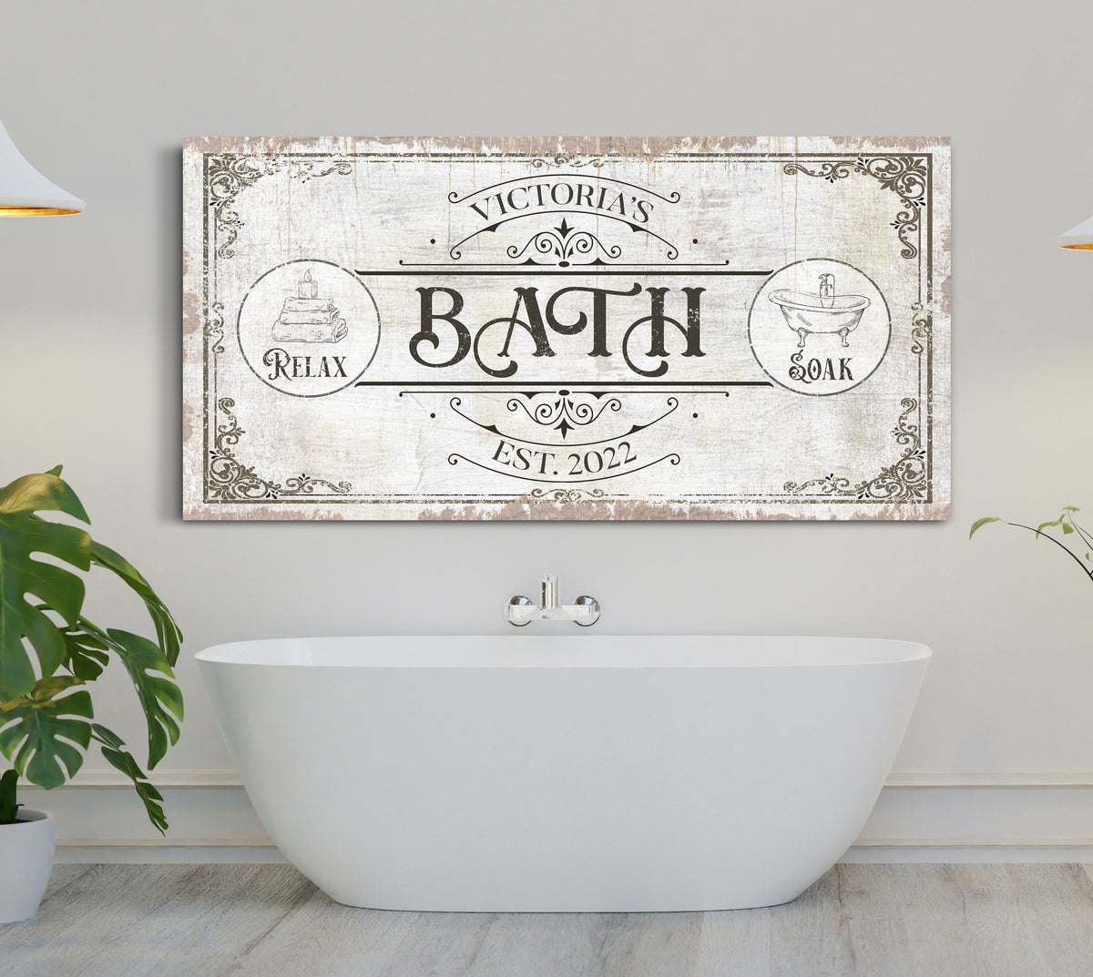 Custom Bath Sign, Bath Room Sign, Bathroom Decor, Hot Bath Sign, Over Bath Tub Decor, Bathroom Wall Art, Farmhouse Wall Art, Canvas Print