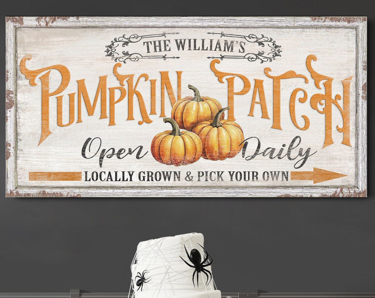 Custom Pumpkin Patch Sign, Personalized Modern Fall Decor, Vintage Farmhouse Autumn Art, Halloween Kitchen Wall Hanging, Thanksgiving Decor