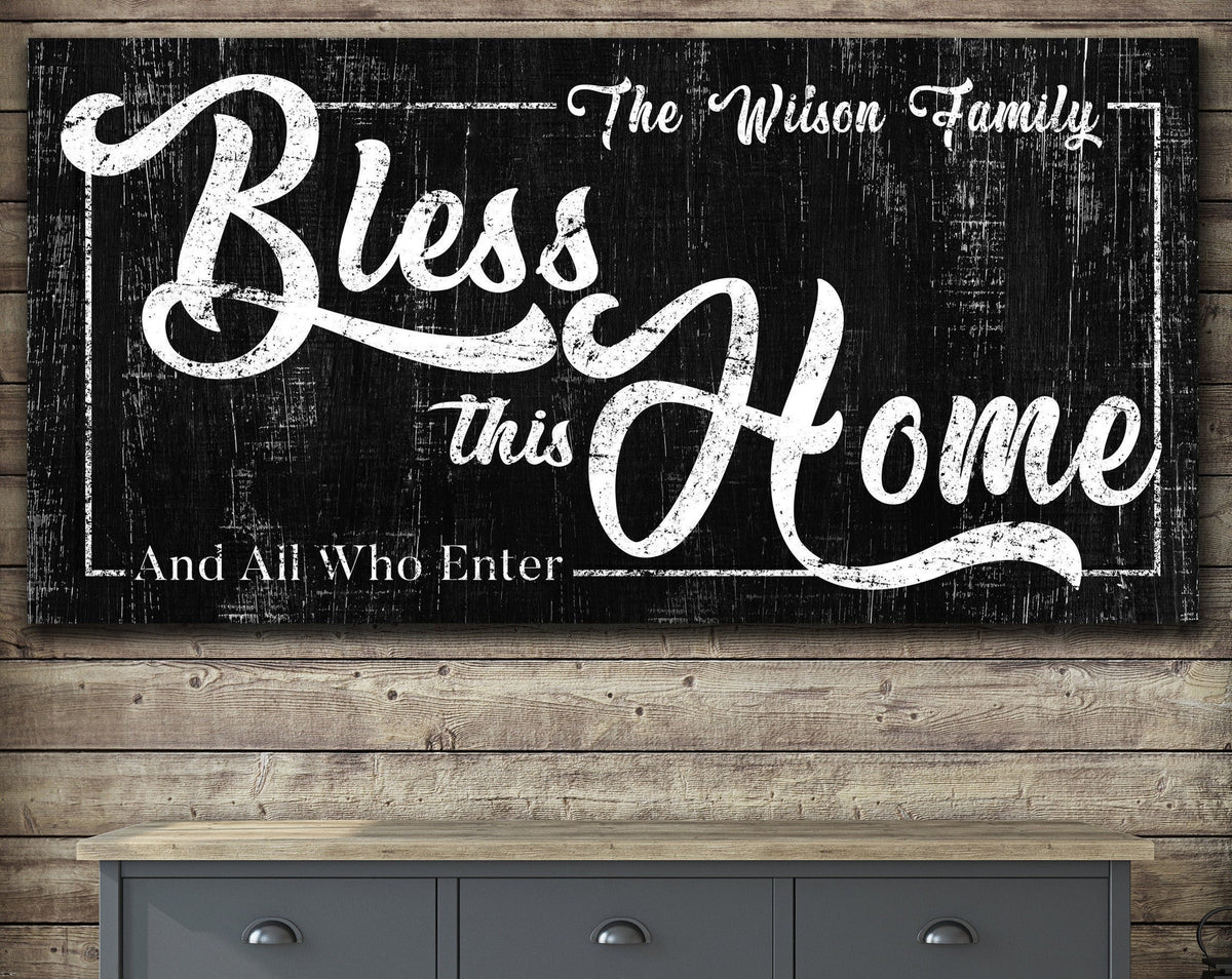 Custom Bless This Home Sign, Living Room Decor, Entryway Decor, Family Room Sign, Wedding Gift, Farmhouse Wall Art, Rustic Canvas Wall Art