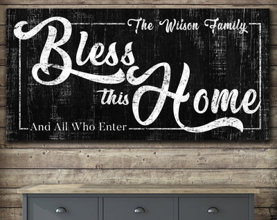 Custom Bless This Home Sign, Living Room Decor, Entryway Decor, Family Room Sign, Wedding Gift, Farmhouse Wall Art, Rustic Canvas Wall Art