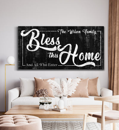 Custom Bless This Home Sign, Living Room Decor, Entryway Decor, Family Room Sign, Wedding Gift, Farmhouse Wall Art, Rustic Canvas Wall Art