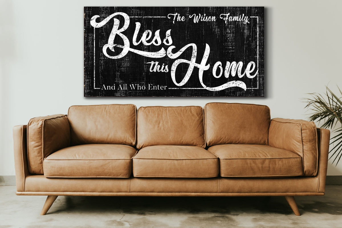 Custom Bless This Home Sign, Living Room Decor, Entryway Decor, Family Room Sign, Wedding Gift, Farmhouse Wall Art, Rustic Canvas Wall Art