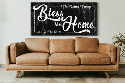 Custom Bless This Home Sign, Living Room Decor, Entryway Decor, Family Room Sign, Wedding Gift, Farmhouse Wall Art, Rustic Canvas Wall Art