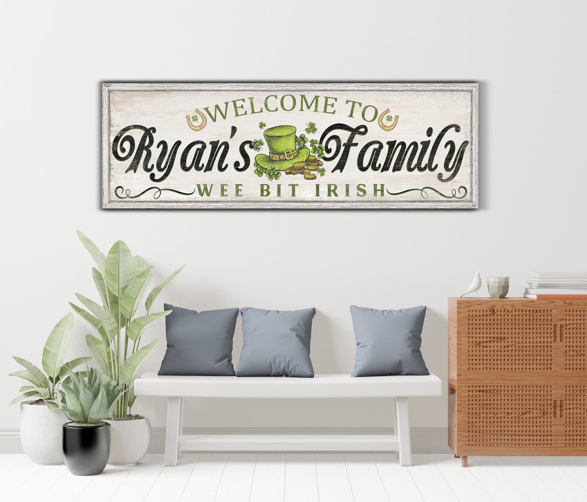 Personalized Welcome Sign, Custom St. Patrick's Day Wall Art, Irish Family Holiday Decor, Entryway Decor, Outdoor Wall Hanging, Canvas Print