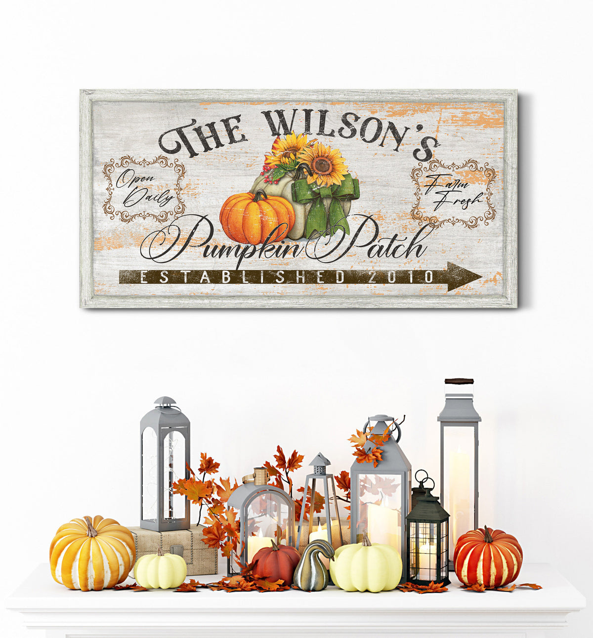 Custom Pumpkin Patch Sign Family Pumpkin Farm Sign Outdoor Fall Wall Decor Thanksgiving Sign Porch Wall Art Large Vintage Canvas Wall Art
