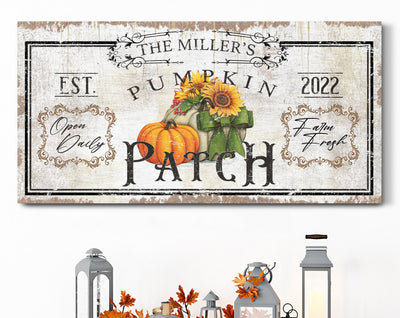 Custom Pumpkin Patch Sign Fall Decoration Pumpkin Farm Wall Decor Autumn Home Decor Farmhouse Kitchen Wall Art Thanksgiving Canvas Wall Art