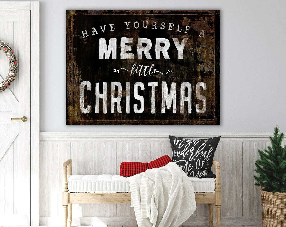 Have Yourself A Merry Little Christmas Sign Modern Farmhouse Wall Decor, Vintage Rustic Wall Art Big Shabby Primitive Holiday Christmas Sign