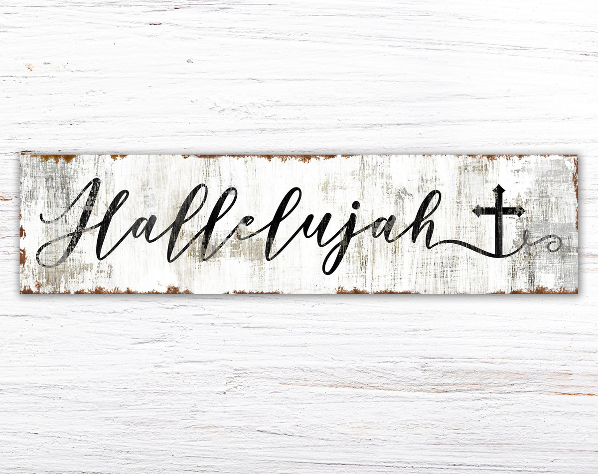 French Country Shabby Easter Decor, Modern Farmhouse Wall Decor Religious Hallelujah Sign, Industrial Vintage Rustic Spring Scripture Art