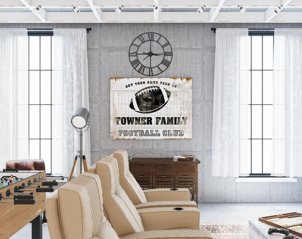 Modern Vintage Sports Decor Football Sign, Personalized Family Last Name Football Decor, Rustic Boys Bedroom Sports Decor, Gift For Coach