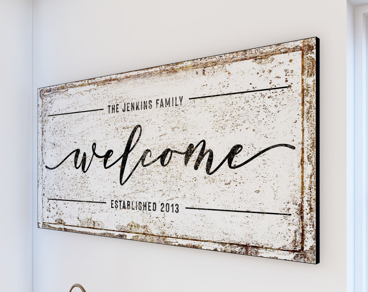 Modern Farmhouse Wall Decor Family Sign, Rustic Country Cottage Chic Living Room Last Name Sign, Entryway Welcome Sign Housewarming Gift