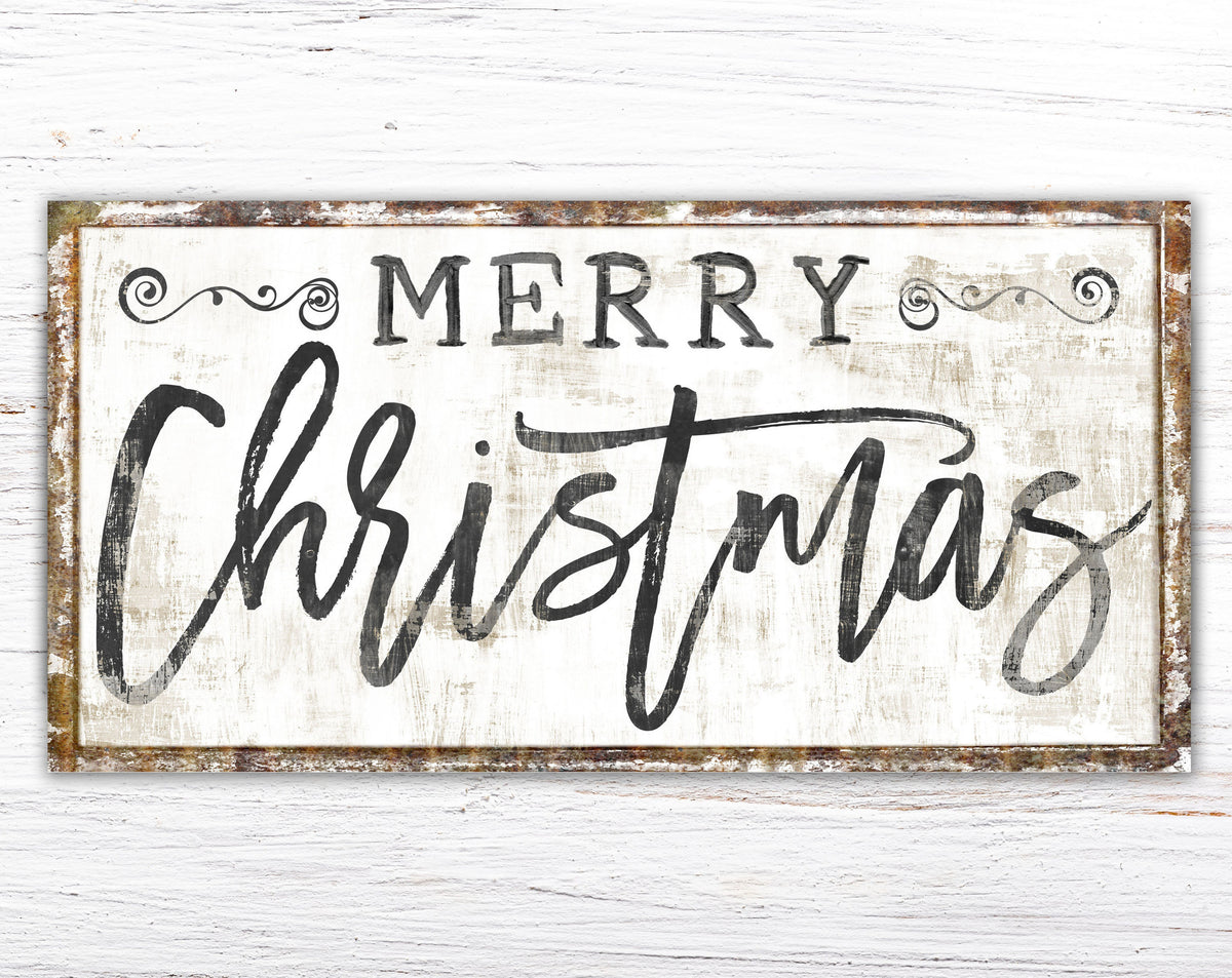 Modern Farmhouse Wall Decor Large Merry Christmas Sign, Rustic Christmas Decoration Neutral Cozy Cottage Vintage Winter Holiday Wall Art