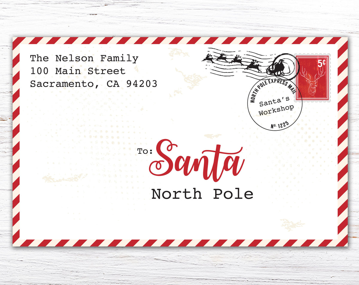 Farmhouse Christmas Sign, North Pole Letter To Santa Wall Decor, Personalized Rustic Holiday Family Canvas Print, Fun Traditional Decoration