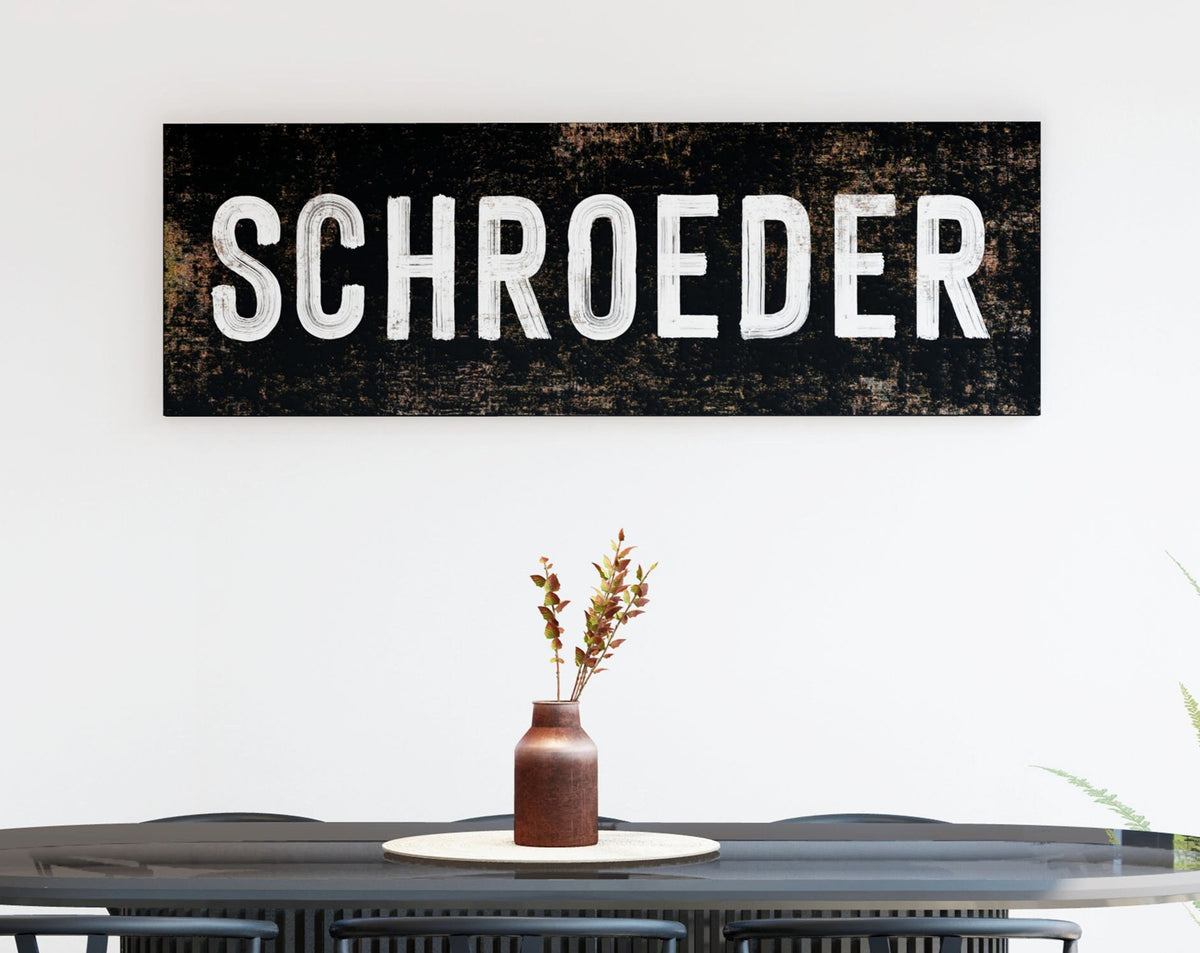 Modern Last Name Canvas Print, Rustic Personalized Family Sign, Minimalist Artwork, Home Decor Gift For Newlyweds, Farmhouse Styled Art