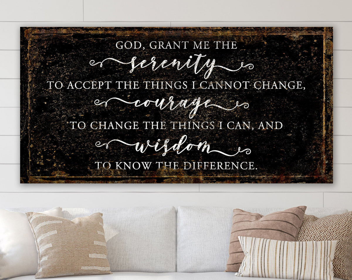 Modern Farmhouse Wall Decor Serenity Prayer Sign Religious Christian Art For Living Room Primitive Rustic Country Canvas Entryway Print