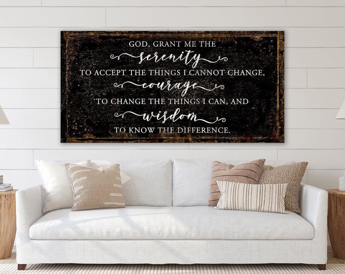 Modern Farmhouse Wall Decor Serenity Prayer Sign Religious Christian Art For Living Room Primitive Rustic Country Canvas Entryway Print