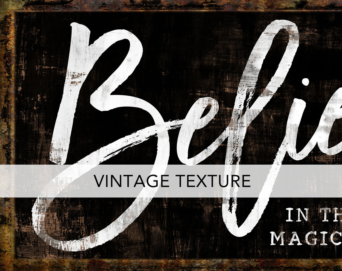 Believe In The Magic Of Christmas Sign, Modern Farmhouse Wall Decor Large Canvas Art Print, Cozy Festive Vintage Holiday Mantel Decoration