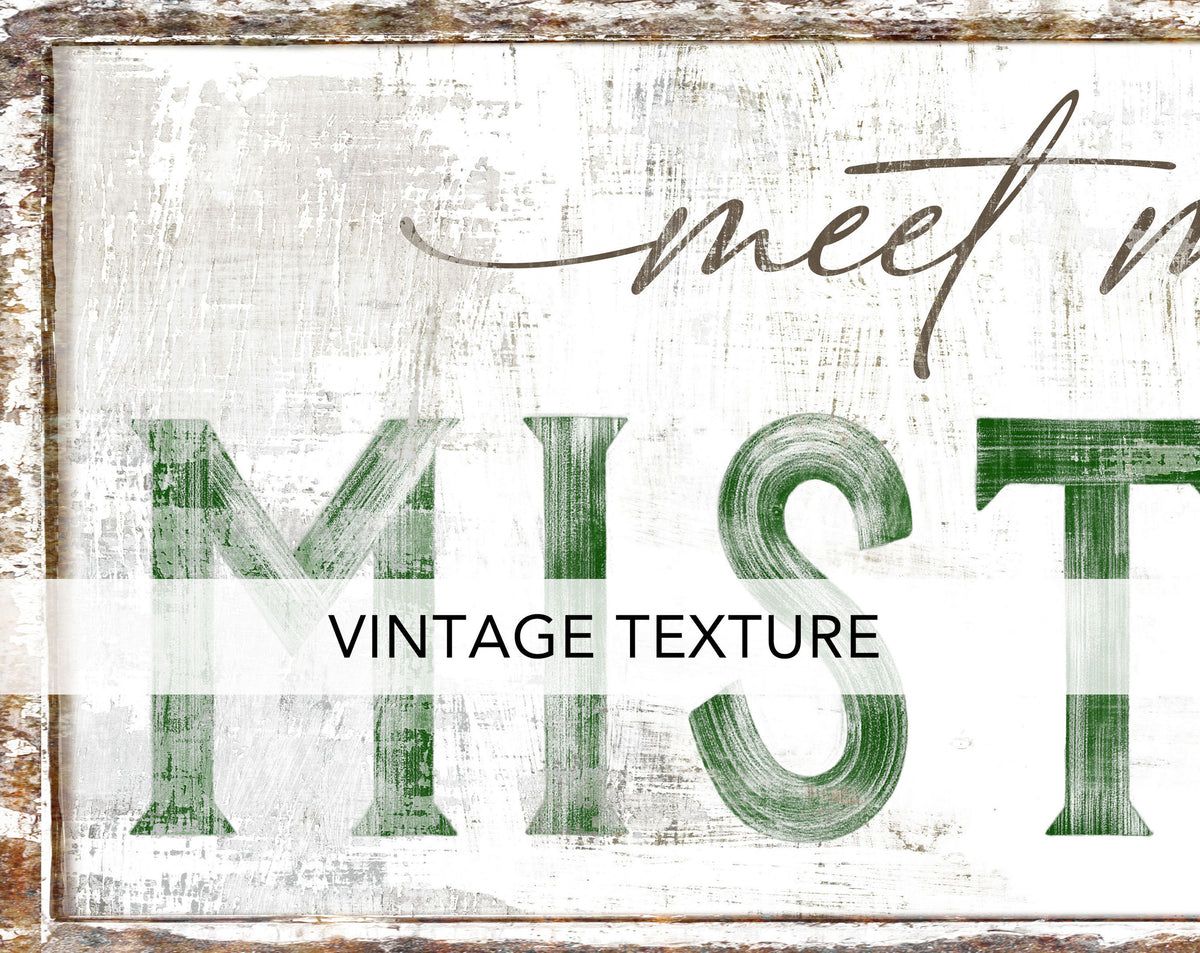 Meet Me Under The Mistletoe Cute Vintage Christmas Sign Modern Farmhouse Wall Decor, Rustic Chic Canvas Art Print Holiday Mantel Decoration