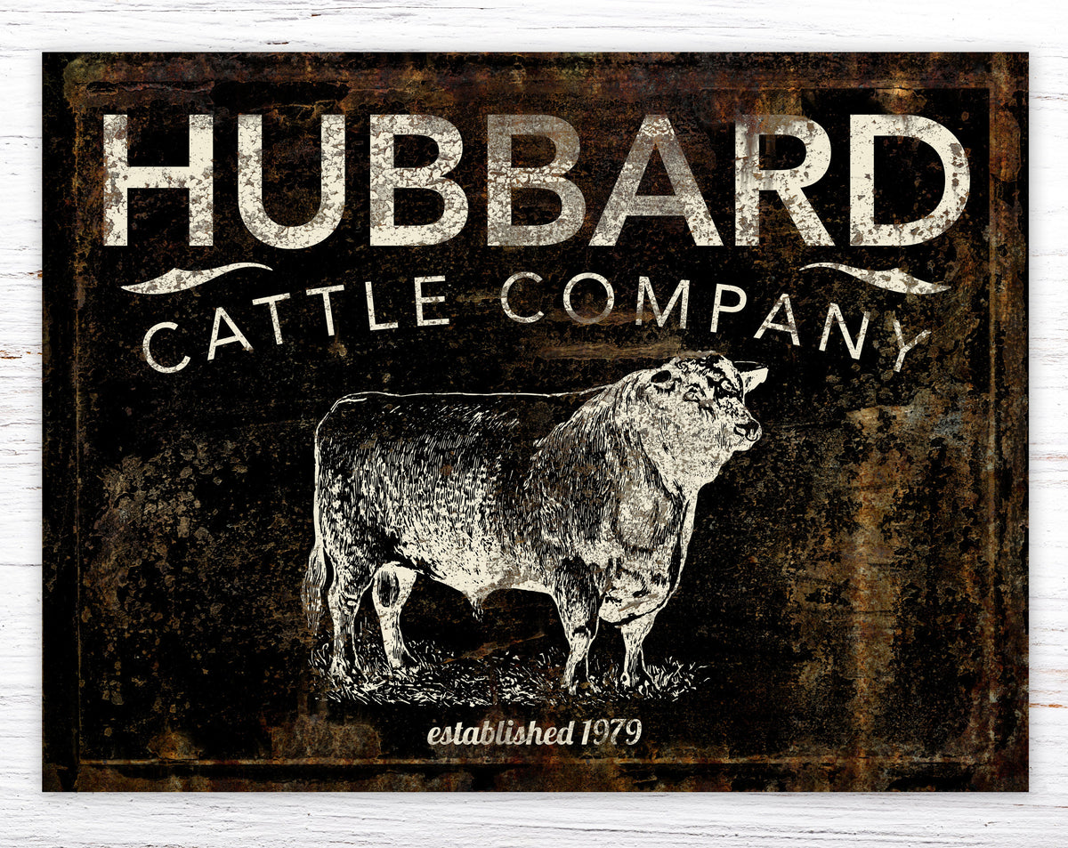 Modern Farmhouse Wall Decor, Cattle Company Last Name Family Sign, Rustic Chic Home Decor, Primitive Country Living Room Wall Art, Cow Decor