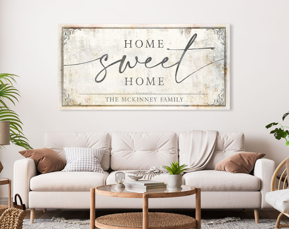 Modern Farmhouse Wall Decor Custom Home Sweet Home Established Last Name Sign Personalized Vintage Big Canvas Art Print Rustic Entryway Sign